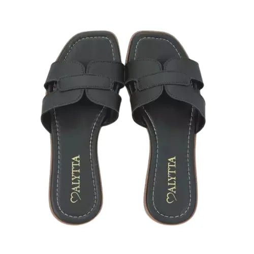 Rasteirinha Feminina Cabedal Liso – W01 Preto