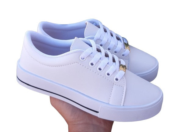 Tênis Feminino Casual Liso Branco
