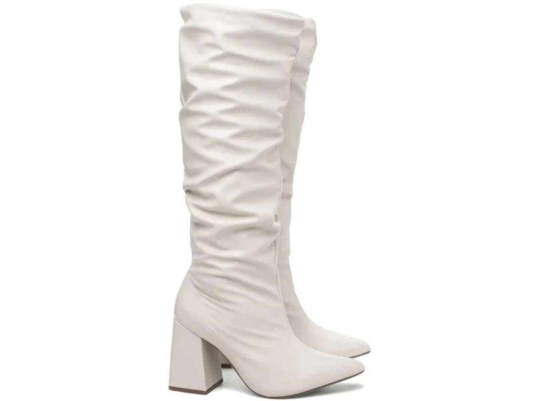 Bota Feminina Franzida Cano Médio Off White