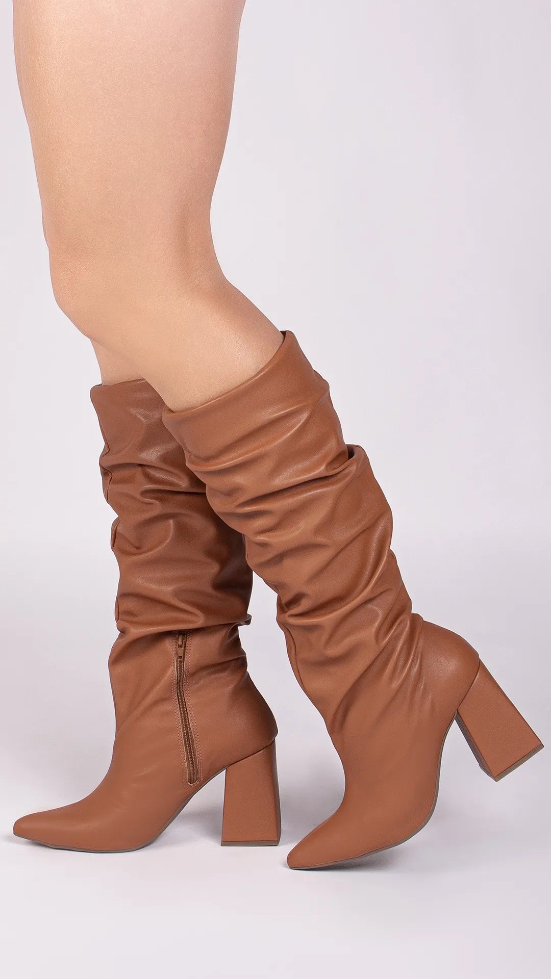 Bota Feminina Franzida Cano Médio Caramelo