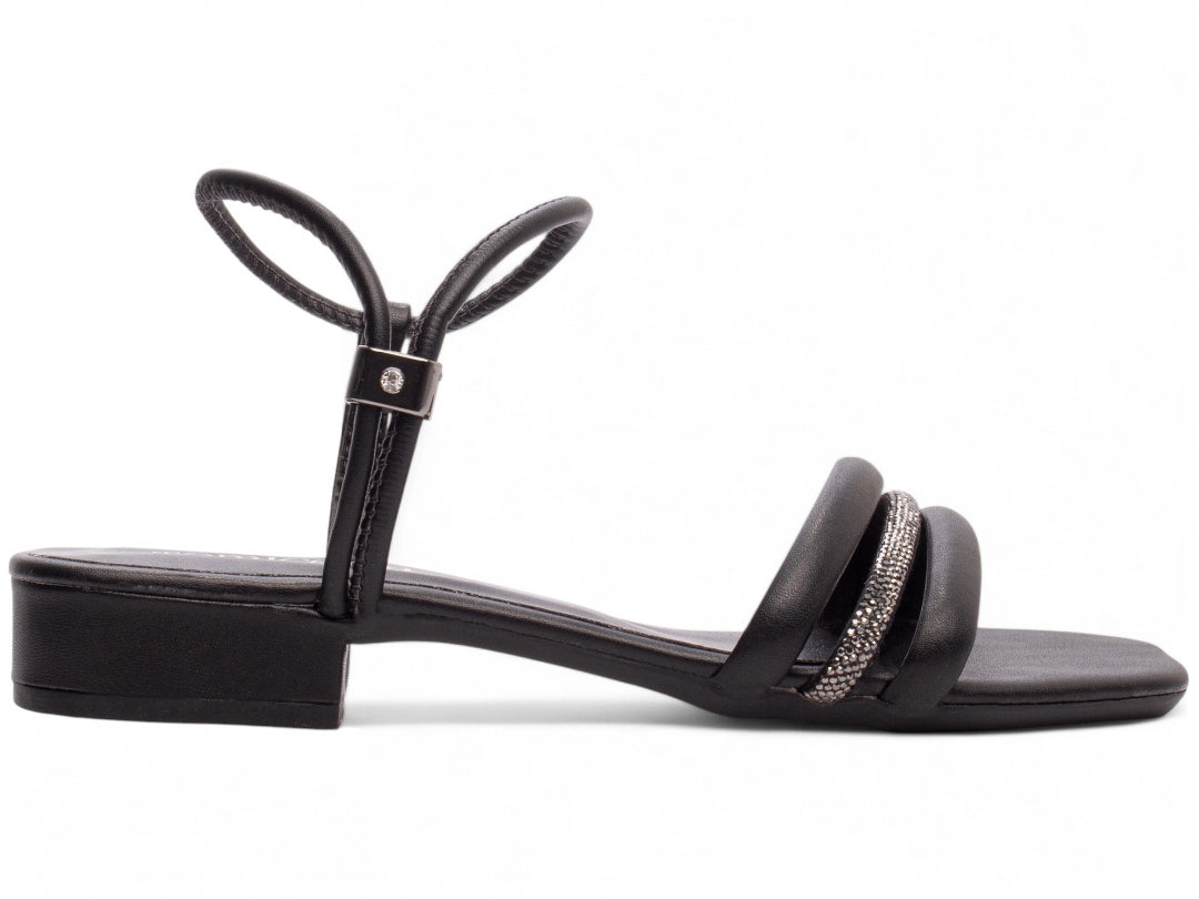 Sandália Feminina Preto com Strass