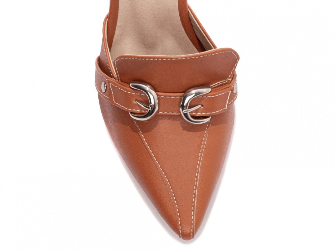 Sapato Scarpin Mule Feminino Caramelo