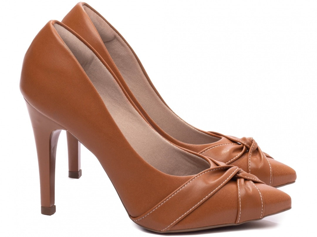 Sapato Scarpin Feminino Bico Fino Caramelo
