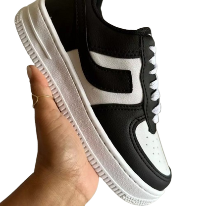 Tênis Feminino Duck Low Branco Preto