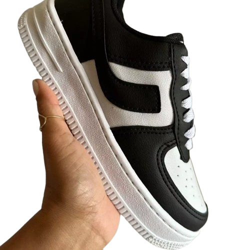 Tênis Feminino Duck Low Branco Preto
