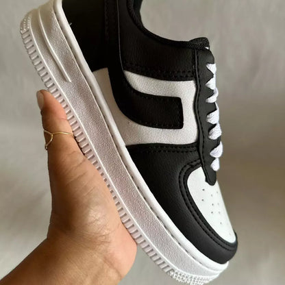 Tênis Feminino Duck Low Branco Preto