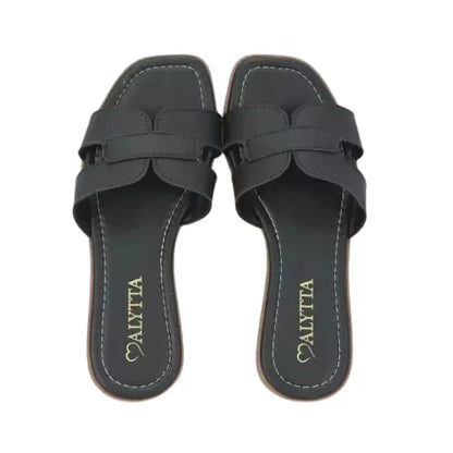 Rasteirinha Feminina Cabedal Liso – W01 Preto