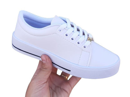 Tênis Feminino Casual Liso Branco