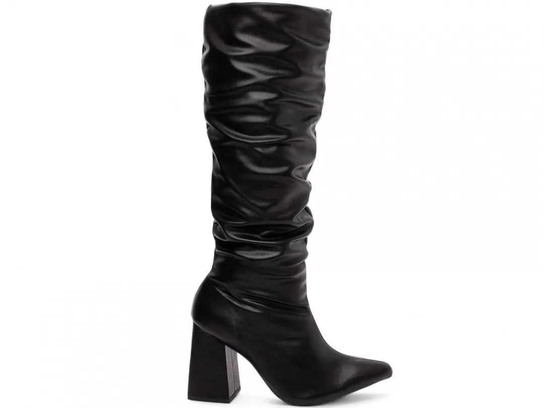 Bota Feminina Franzida Cano Médio Preto
