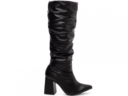 Bota Feminina Franzida Cano Médio Preto