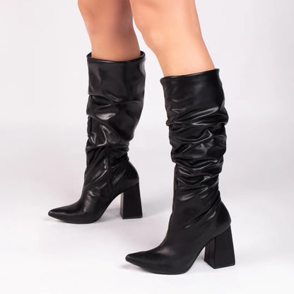 Bota Feminina Franzida Cano Médio Preto