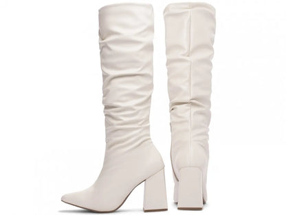 Bota Feminina Franzida Cano Médio Off White