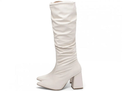 Bota Feminina Franzida Cano Médio Off White