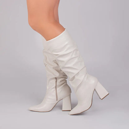 Bota Feminina Franzida Cano Médio Off White