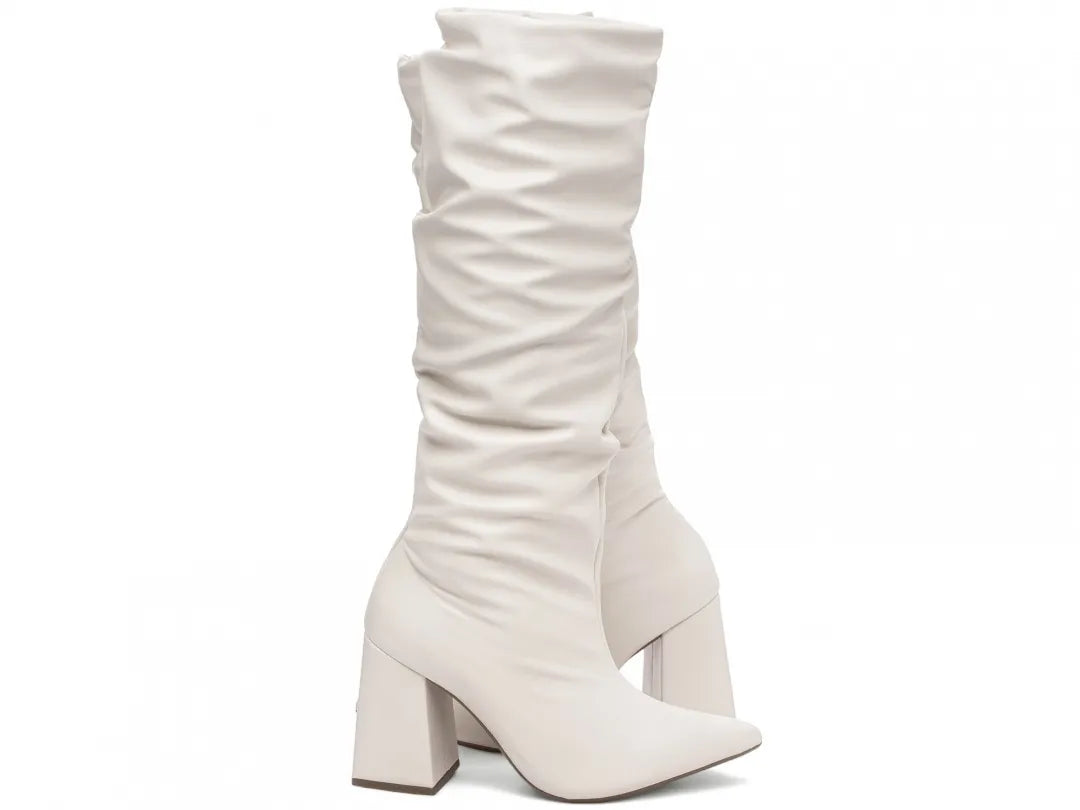 Bota Feminina Franzida Cano Médio Off White