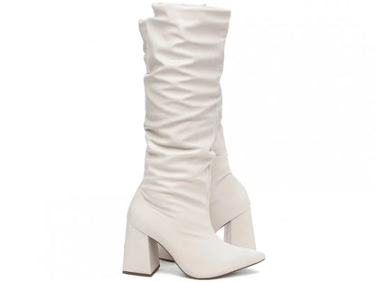 Bota Feminina Franzida Cano Médio Off White