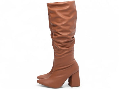 Bota Feminina Franzida Cano Médio Caramelo