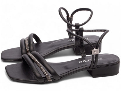Sandália Feminina Preto com Strass