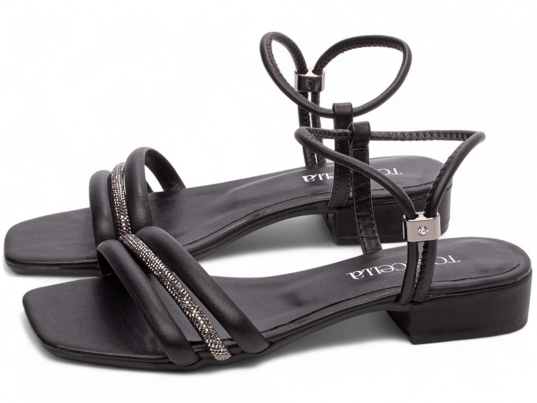 Sandália Feminina Preto com Strass