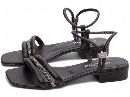 Sandália Feminina Preto com Strass
