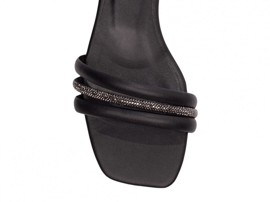 Sandália Feminina Preto com Strass
