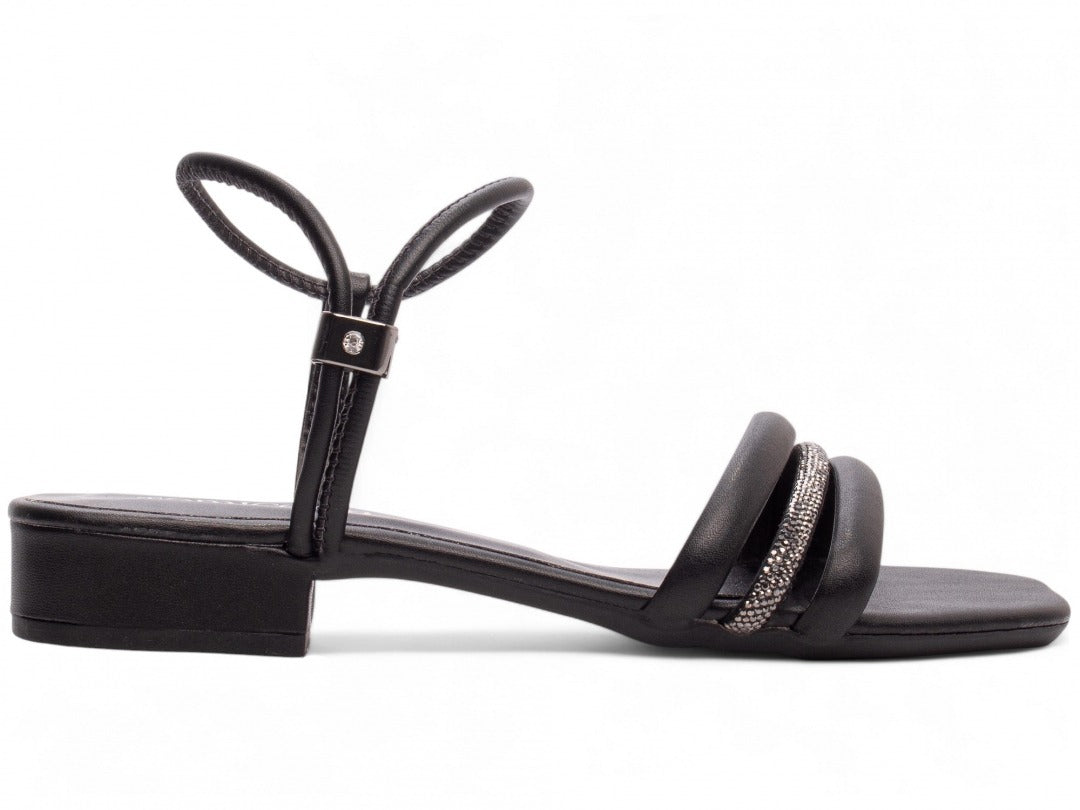 Sandália Feminina Preto com Strass