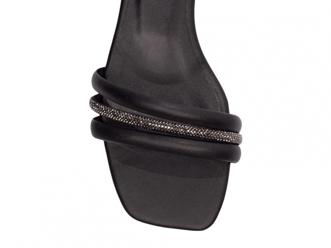 Sandália Feminina Preto com Strass