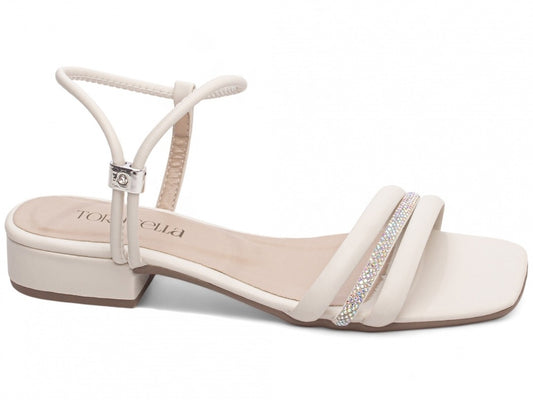 Sandália Feminina Off White com Strass