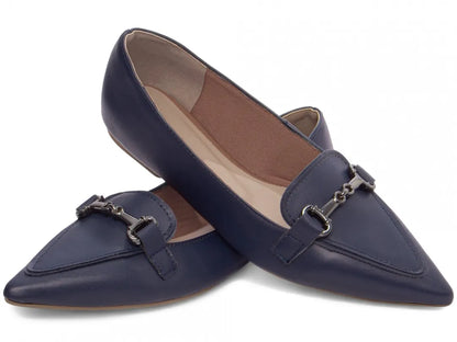 Sapatilha Mocassim Bico Fino Alongado em Napa Azul