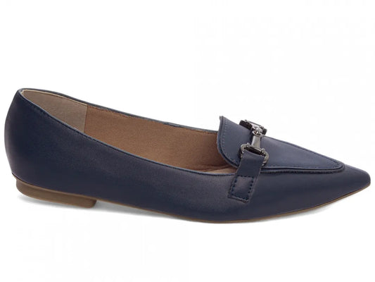 Sapatilha Mocassim Bico Fino Alongado em Napa Azul