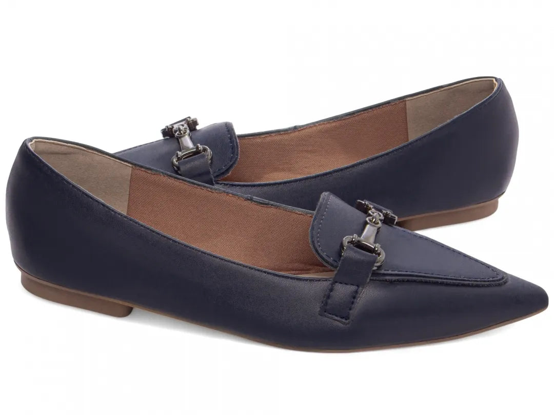 Sapatilha Mocassim Bico Fino Alongado em Napa Azul