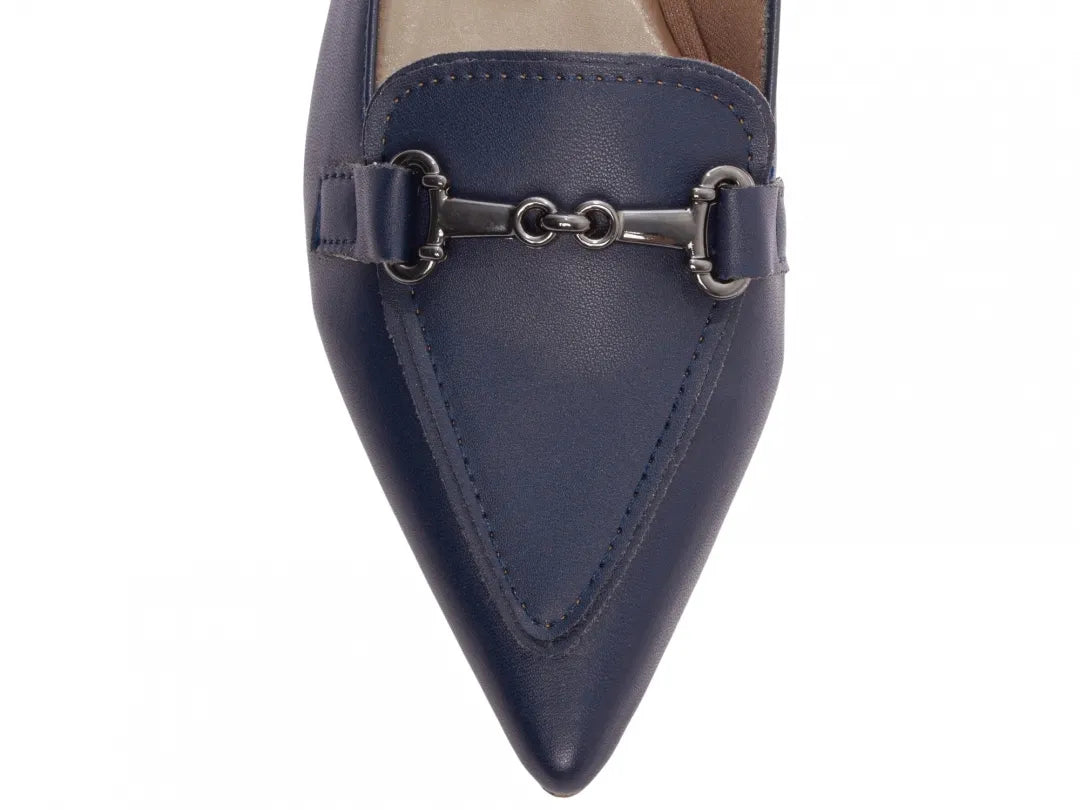 Sapatilha Mocassim Bico Fino Alongado em Napa Azul