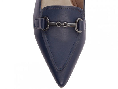 Sapatilha Mocassim Bico Fino Alongado em Napa Azul