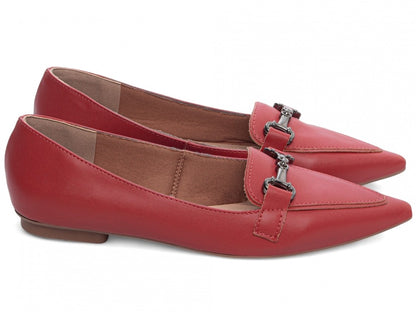 Sapatilha Mocassim Feminina Bico Fino Alongado Vermelho