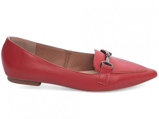 Sapatilha Mocassim Feminina Bico Fino Alongado Vermelho