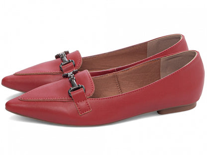 Sapatilha Mocassim Bico Fino Alongado em Napa Vermelho