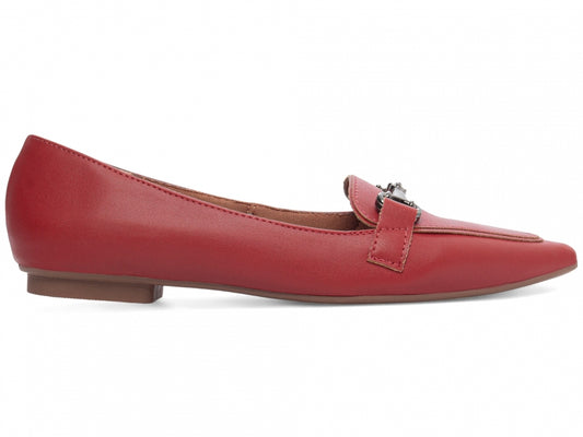Sapatilha Mocassim Bico Fino Alongado em Napa Vermelho