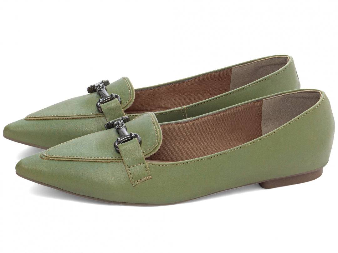 Sapatilha Mocassim Feminina Bico Fino Alongado Verde