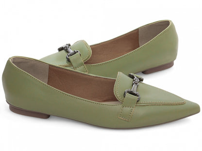 Sapatilha Mocassim Feminina Bico Fino Alongado Verde