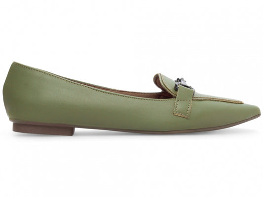Sapatilha Mocassim Feminina Bico Fino Alongado Verde