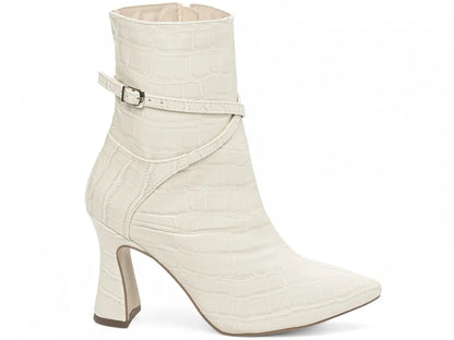 Bota Feminina Bico Fino Cano Médio Off White