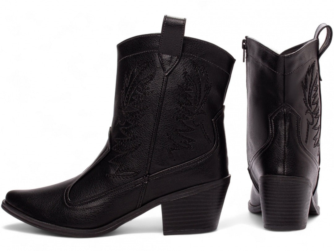 Bota Texana Feminina Cano Baixo Preto