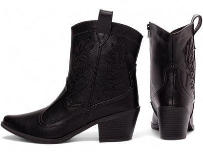 Bota Texana Feminina Cano Baixo Preto