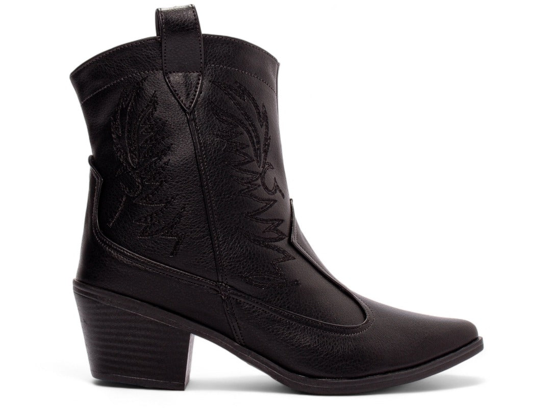 Bota Texana Feminina Cano Baixo Preto