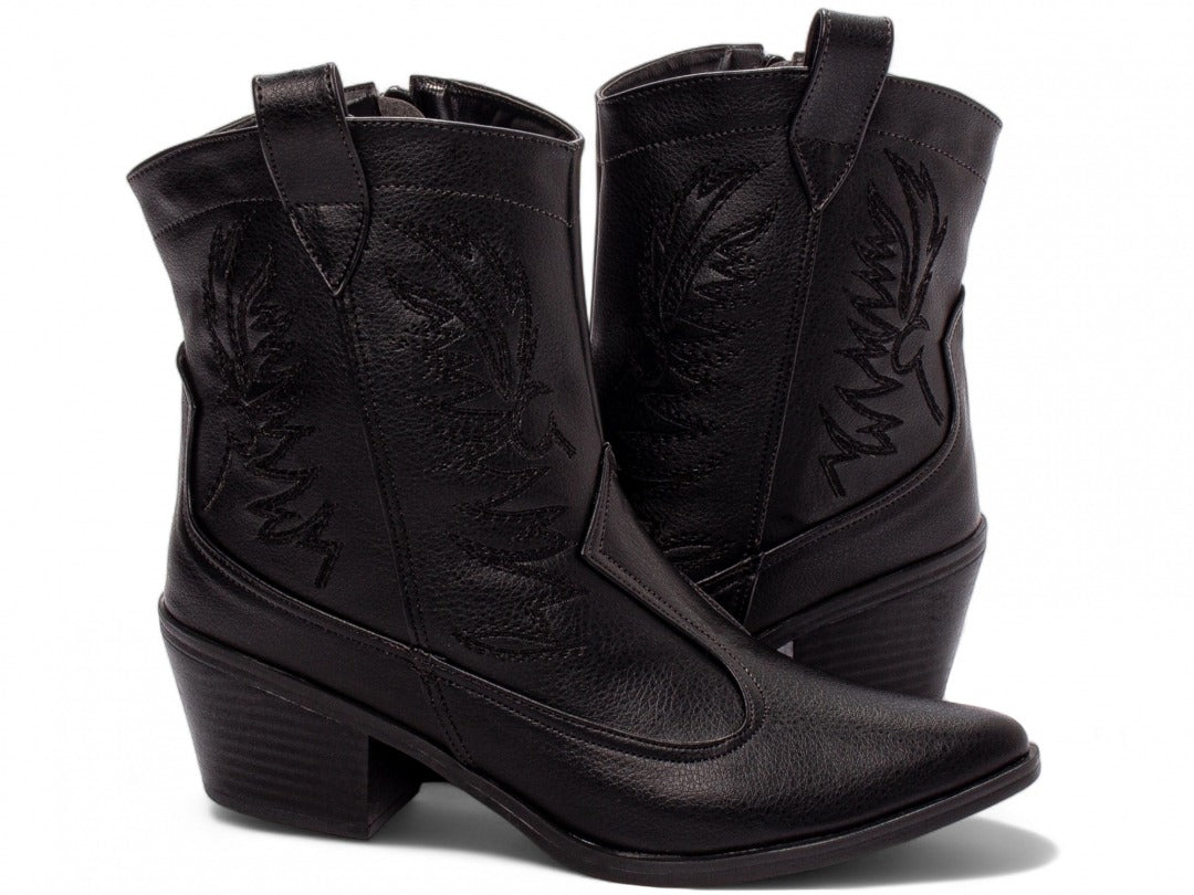Bota Texana Feminina Cano Baixo Preto