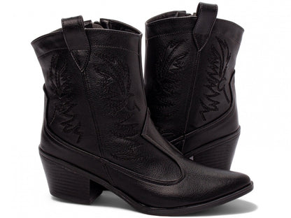 Bota Texana Feminina Cano Baixo Preto