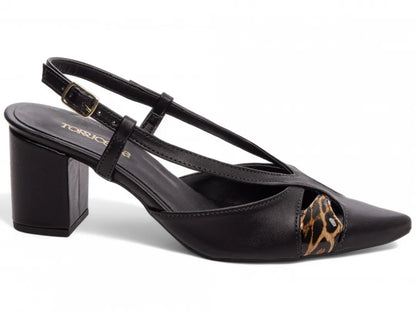 Sapato Scarpin Preto com Onça