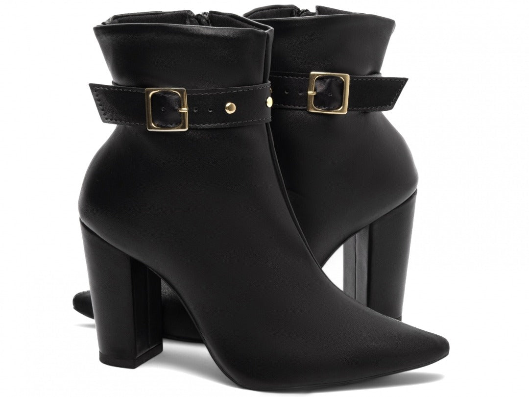 Bota Cano Curto Preto Polido