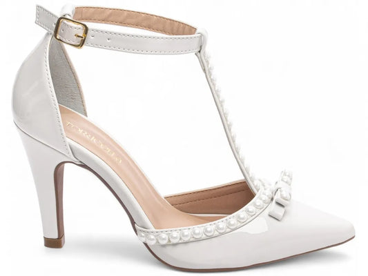 Sapato Scarpin Feminino Verniz Off White