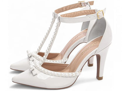 Sapato Scarpin Feminino Verniz Off White